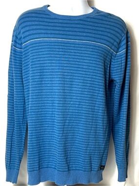 Quiksilver Men's Size XL Blue Striped Crewneck Long Sleeve Pullover Sweater